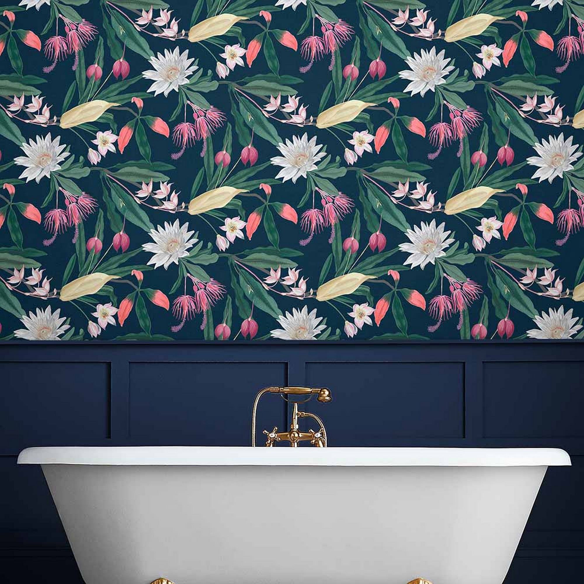 Paradise Floral Wallpaper 107601 By Graham Brown In Midnight Blue